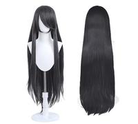 Parrucca lunga 100cm, parrucca cosplay costume anime universale, perfetta per feste, uso quotidiano, festival e Halloween, ideale per TV, film e cosplay di personaggi (Nero carbone)