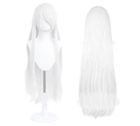Parrucca lunga 100cm, parrucca cosplay costume anime universale, perfetta per feste, uso quotidiano, festival e Halloween, ideale per TV, film e cosplay di personaggi (Bianco)