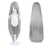 Parrucca lunga 100cm, parrucca cosplay costume anime universale, perfetta per feste, uso quotidiano, festival e Halloween, ideale per TV, film e cosplay di personaggi (Grigio argento)