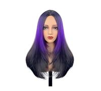 Parrucca lunga 23 pollici liscia per donne, parte centrale, parrucche naturali resistenti al calore in fibre sintetiche Aggiunge volume di capelli (viola highlight)