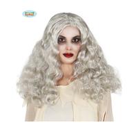 Parrucca Lunga Bianca Mossa Riccia Boccoli Bambola Grigia