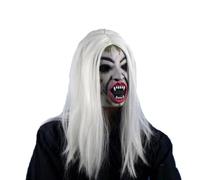 Parrucca Lunga Bianca per Cosplay e Festa Halloween, Stile Creepy | Poliestere, Adatta a Uomini e Donne, per Mascherata, Scenografia da Fantasma, Accessorio Leggero