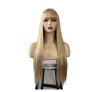 Parrucca lunga bionda con frangia per donne, capelli dall'aspetto naturale, parrucche sintetiche, 26 pollici, per ragazze, vita quotidiana, feste, cosplay aggiunge volume ai capelli