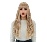 Parrucca Lunga Bionda Da Donna, Parrucca Di 60 Cm Con Frangia, Parrucca Sintetica Dall'aspetto Naturale E Resistente Al Calore, Ideale Per L'uso Quotidiano, Feste E Cosplay.