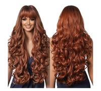Parrucca lunga castana bionda ombré - Onda morbida con frangia, calda per donne nere(SWLC1222-1OR30)