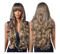 Parrucca lunga castana bionda ombré - Onda morbida con frangia, calda per donne nere(SWLC1222-4BL30)