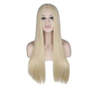 Parrucca lunga da donna bionda con riga in stile hippy H6O3 C5F9