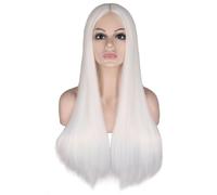 Parrucca lunga da donna bionda con riga in stile hippy H6O3 C5F9