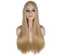 Parrucca lunga da donna bionda con riga in stile hippy H6O3 C5F9