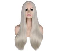Parrucca lunga da donna bionda con riga in stile hippy H6O3 C5F9