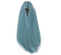 Parrucca lunga diritta per bambola realistica con frangia Capelli sintetici per bambole in scala 1/4 Circonferenza della testa da 18,5 a 21 cm Materiale di seta ad alta (Blu grigio chiaro)