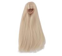 Parrucca lunga diritta per bambola realistica con frangia Capelli sintetici per bambole in scala 1/4 Circonferenza della testa da 18,5 a 21 cm Materiale di seta ad alta (Oro Latteo)