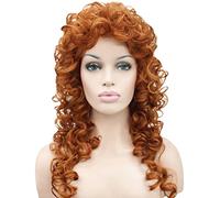 Parrucca lunga e riccia con bouffant per donne, con fronte scoperta, in pizzo, per cosplay, feste e moda, onda riccia, 50 cm/19,7 pollici, regolabile,orange