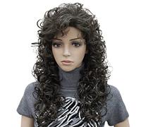 Parrucca lunga e riccia con bouffant per donne, con fronte scoperta, in pizzo, per cosplay, feste e moda, onda riccia, 50 cm/19,7 pollici, regolabile,light brown