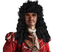 Parrucca Lunga E Riccia Da Pirata in Stile Rock Nero per Halloween, Sintetica,