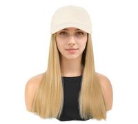 Parrucca lunga fino alle spalle, con visiera, da donna, stile dritto, sintetica, resistente al calore, per feste, viaggi, adolescenti, ragazze, biondo medio