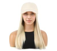 Parrucca lunga fino alle spalle, con visiera, da donna, stile dritto, sintetica, resistente al calore, per feste, viaggi, adolescenti, ragazze, biondo chiaro