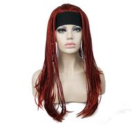 Parrucca lunga intrecciata Aimole, capelli all'uncinetto, completamente annodati a mano, intrecciati con fascia per capelli, mezza parrucca (137-