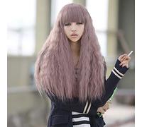 Parrucca lunga Lolita riccia di mais viola chiaro a buon mercato GHK con frangia capelli sintetici anime cosplay parrucche da donna per la festa