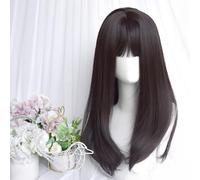 Parrucca Lunga Nera Dritta Da Donna Con Frangia Smussata JK Girl Lolita Harajuku Parrucca Fascia Completa Per La Festa Cosplay Quotidiana