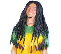 PARRUCCA LUNGA NERA RASTA CARNEVALE