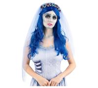 Parrucca Lunga Ondulata Blu Vivo Per Halloween Corpse Bride