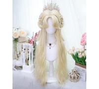 Parrucca Lunga Ondulata Da Donna Pittura A Olio Personaggio Acconciatura Fascia Completa Jk Lolita Parrucche Capelli Sintetici Resistenti Al Calore Con Frangia Per La Festa Di Halloween (Bionda)