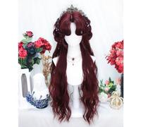 Parrucca Lunga Ondulata Da Donna Pittura A Olio Personaggio Acconciatura Fascia Completa Jk Lolita Parrucche Capelli Sintetici Resistenti Al Calore Con Frangia Per La Festa Di Halloween (Red)