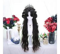 Parrucca Lunga Ondulata Da Donna Pittura A Olio Personaggio Acconciatura Fascia Completa Jk Lolita Parrucche Capelli Sintetici Resistenti Al Calore Con Frangia Per La Festa Di Halloween (Black)