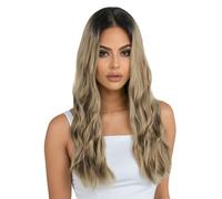 Parrucca Lunga Ondulata Marrone Con Effetto Ombre Per Donne, 26 Pollici, Con Riga Centrale, Capelli Ricci Resistenti Al Calore, Ideale Per L'uso Quotidiano E Per Le Feste.