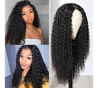 Parrucca lunga riccia afro per donna, parrucca nera con onde d'acqua 23" parrucche ricci capelli umani, parrucca per travestimenti naturale realistica in cerca di feste cosplay