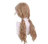 Parrucca lunga riccia con coda di cavallo Cosplay Parrucca lunga ondulata sciolta 3 colori Parrucca con parrucca rosa marrone lino dorato Parrucca sintetica resistente al calore di Halloween(Blonde)