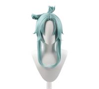 Parrucca lunga riccia con coda di cavallo Cosplay Parrucca verde lunga con riccioli, parrucca anime con capelli lisci e frangia