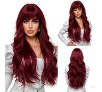 Parrucca Lunga Riccia For Donna - Apelli Sintetici A Calotta Piena Con Onda Voluminosa Di Zenzero Rosso, Da Indossare Ogni Giorno Alla Moda(B)