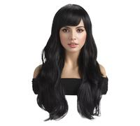 Parrucca lunga riccia ondulata per Halloween, cosplay, feste, capelli con ciuffo