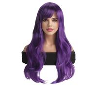Parrucca lunga riccia ondulata per Halloween, cosplay, feste, capelli con ciuffo