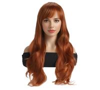 Parrucca lunga riccia ondulata per Halloween, cosplay, feste, capelli con ciuffo