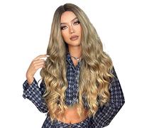 Parrucca lunga riccia sintetica con fascia per capelli, parrucca con capelli ondulati lunghi e frangia per uso quotidiano da donna, cosplay, 60 cm/24 pollici regolabile,Light Gold