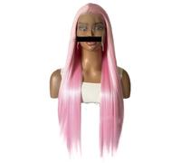 Parrucca lunga rosa da donna, sintetica liscia, resistente al calore, stile moderno, ideale per feste, cosplay e uso quotidiano. (rosa chiaro)(18inch)