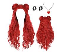 Parrucca lunga rossa di Halloween, parrucca lunga rossa riccia per orecchini - accessorio versatile costume festa scuola spettacolo scena