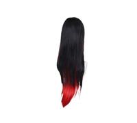 Parrucca lunga rossa e nera for capelli sintetici 1pc for le donne diritto setoso resistente al calore con frangia laterale parrucche for costumi Cosplay(Red and Black 1)