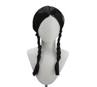 Parrucca Lunga Treccia Nera Intrecciata Con Parte Centrale, Capelli Sintetici Di Alta Qualità Per Le Donne In Costume Cosplay Di Halloween Da Indossare Ogni Giorno