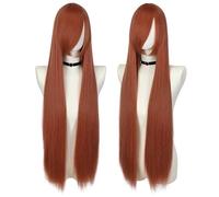 Parrucca lunga universale da 100 cm/39,4 pollici, capelli lisci multicolori non stilizzati for cosplay fai da te, styling di ballo, festa di Halloween(Dark orange)
