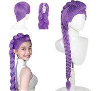 Parrucca lunga viola Cosplay Kids, Anime Dem0n Cosplay Parrucca a treccia viola Hunter Cos-play parrucca lunga per bambini, per Halloween, Carnevale, cosplay