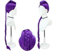 Parrucca lunga viola per cosplay bambini, costume anime per Halloween, cosplay props, pre-Styled Purple Braided Anime Cosplay Wig for Women Party Halloween Costumes Movie Cos