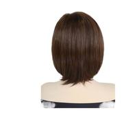 Parrucca Marrone Mista 1pc Sintetica Bob Da 12 Pollici Corta Diritta Con Frangia For Le Donne Sostituzione Quotidiana Dei Capelli Mamma Resistente Al Calore(Mixed Brown)