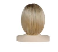 Parrucca Marrone Mista 1pc Sintetica Bob Da 12 Pollici Corta Diritta Con Frangia For Le Donne Sostituzione Quotidiana Dei Capelli Mamma Resistente Al Calore(Ombre Blonde)