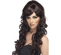Parrucca Marrone Pop Starlet Lunga E Riccia Per Adulti Donne Costume Nuovo