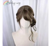 Parrucca Marrone Tè al Latte con Frangia, Parrucca Lunga Ondulata per Donne, Stile Lolita Dolce ed Elegante Giapponese, Parrucche Sintetiche con Fascia