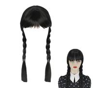Parrucca Mercoledì con Frangia, Parrucca da Mercoledì Addams, Wig Intrecciate Nere, Parrucche Mercoledì per Cosplay, Feste, Halloween, Carnevale